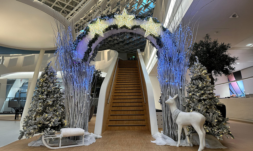 Compleet aangeklede winter- en kerstlocatie
